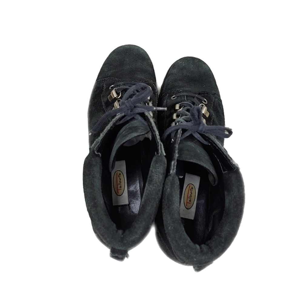 Talbots Iceland EUC Womens 7 Black Suede Lace Up Bombat Boots - Picture 6 of 10